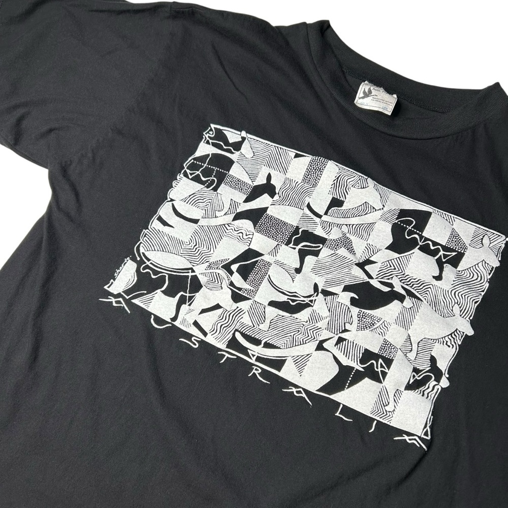 Vintage‎ 90s Abstract Art Graphic Tee Black White Modern Art T-Shirt Large - Picture 5 of 8